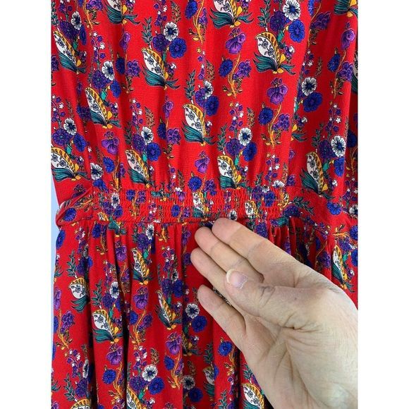 NWOT Anthropologie Rosalia Wrap Dress by Maeve Size 8 Red Ditsy Frill 6388 - Picture 14 of 16